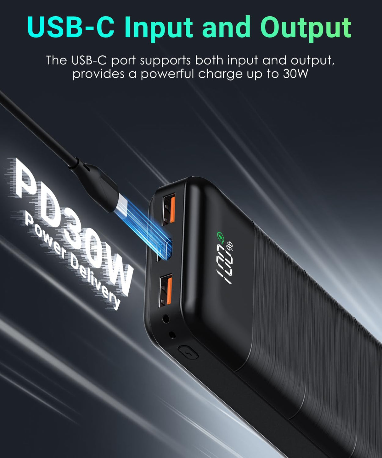 LOVELEDI Power-Bank-Portable-Charger - 32000mAh Power Bank Output PD 30W and QC4.0 Fast Charger Portable Charger with Built-in LED Display Compatible with Smartphones and All USB Devices (Black) LOVELEDI