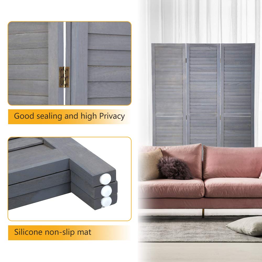 Room Dividers and Folding Privacy Screens, 3 Panel 69 Inch Tall Portable Room Seperating Divider, Handwork Solid Wood Room Divider Wall, Room Partitions and Dividers Freestanding for Home Office Dkeli