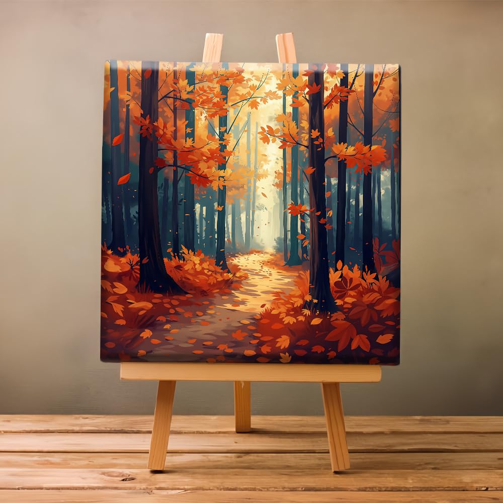 Natuyalo Paint by Numbers for Adults with Framed on Canvas, Autumn Forest Paint by Numbers Kits for Beginners, Forest Path DIY Acrylic Painting Kits with Frame Ideal Gift (12x12 Inch) Natuyalo