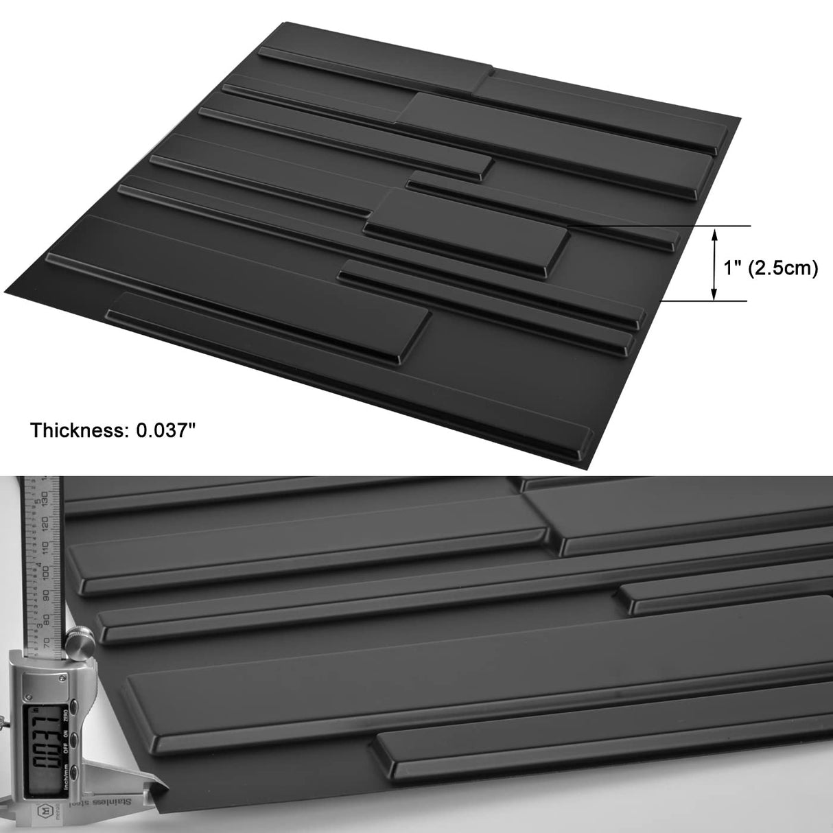 Art3d A10032BK Wall Panels, 32 Square Feet, 3D Rectangle 3-Black, Sq Ft Art3d