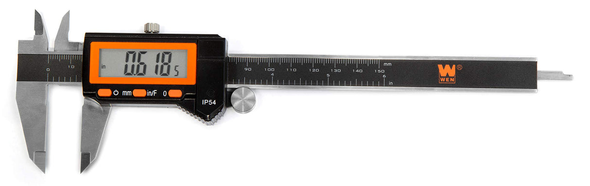 WEN 10764 Electronic 6.1" Stainless Steel Water-Resistant Digital Caliper with LCD Readout & Storage Case, IP54 Rated WEN