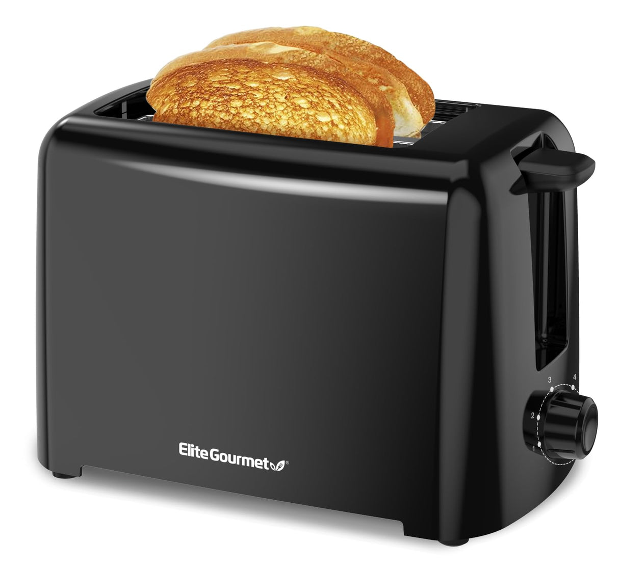 Elite Gourmet ECT1027B Cool Touch Toaster with 6 Temperature Settings & Extra Wide 1.25" Slots for Bagels, Waffles, Specialty Breads, Puff Pastry, Snacks, ETL Certified, 2 Slices, Black Elite Gourmet