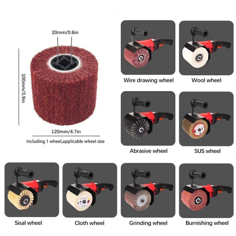 HaTur Electric Burnishing Polishing Machine Handheld Wheel Polisher Sander Wire Drawing Machine for Stainless Steel Metal Wood, 110 V 1400 W, 8 Speed Adjustable HaTur