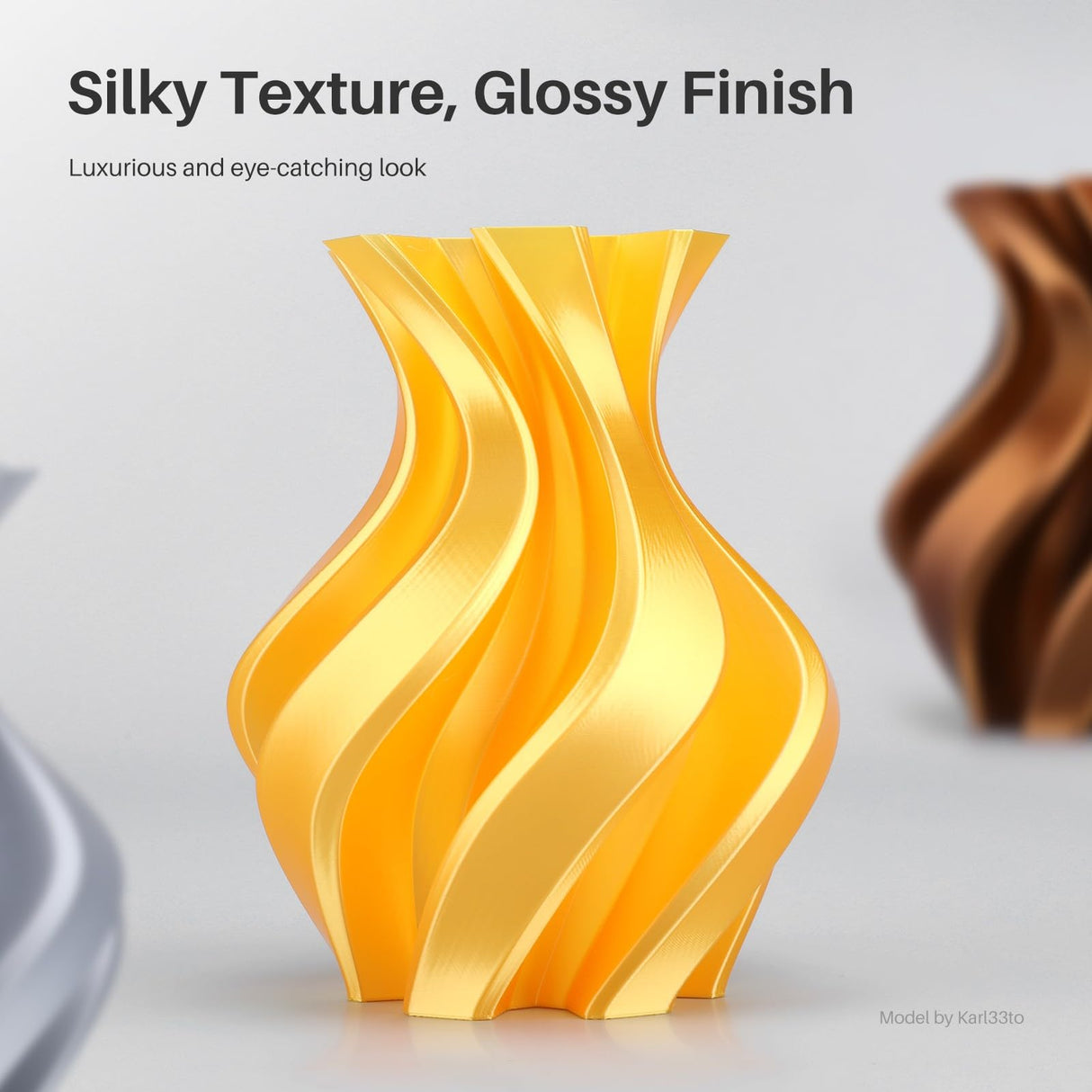 ELEGOO 250g Silk PLA Filament Bundle 1.75mm, 4 Colors 3D Printer Filaments Dimensional Accuracy +/- 0.02mm, 4 Pack 250g Spool, Silk Gold/Silk Silver/Silk Bronze/Galaxy Black ELEGOO