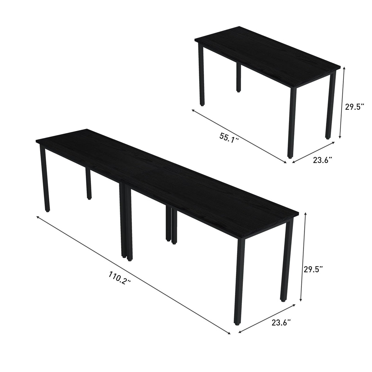 Bonzy Home Conference Tables 9ft Office Computer Desk for Meeting Room Study Writing Printer Podcast Table for 4-8 People Modern Black 2PCS 110.2"x23.6"x29.5" Bonzy Home