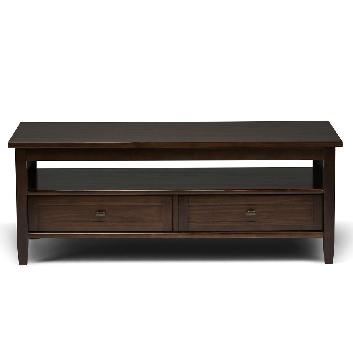 SIMPLIHOME Warm Shaker SOLID WOOD 48 inch Wide Rectangle Rustic Coffee Table in Tobacco Brown, for the Living Room and Family Room SIMPLIHOME