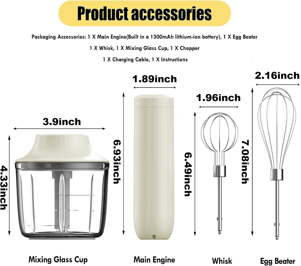Hand Mixer Electric Handheld, Electirc Whisk, Handheld Mixer Electric, Hand Held Mixers, Cordless Hand Mixer, Mini Mixer, Whisk for Cooking, Rechargeable Handmixer and Whisker, 4-Speed,10Oz PowCube