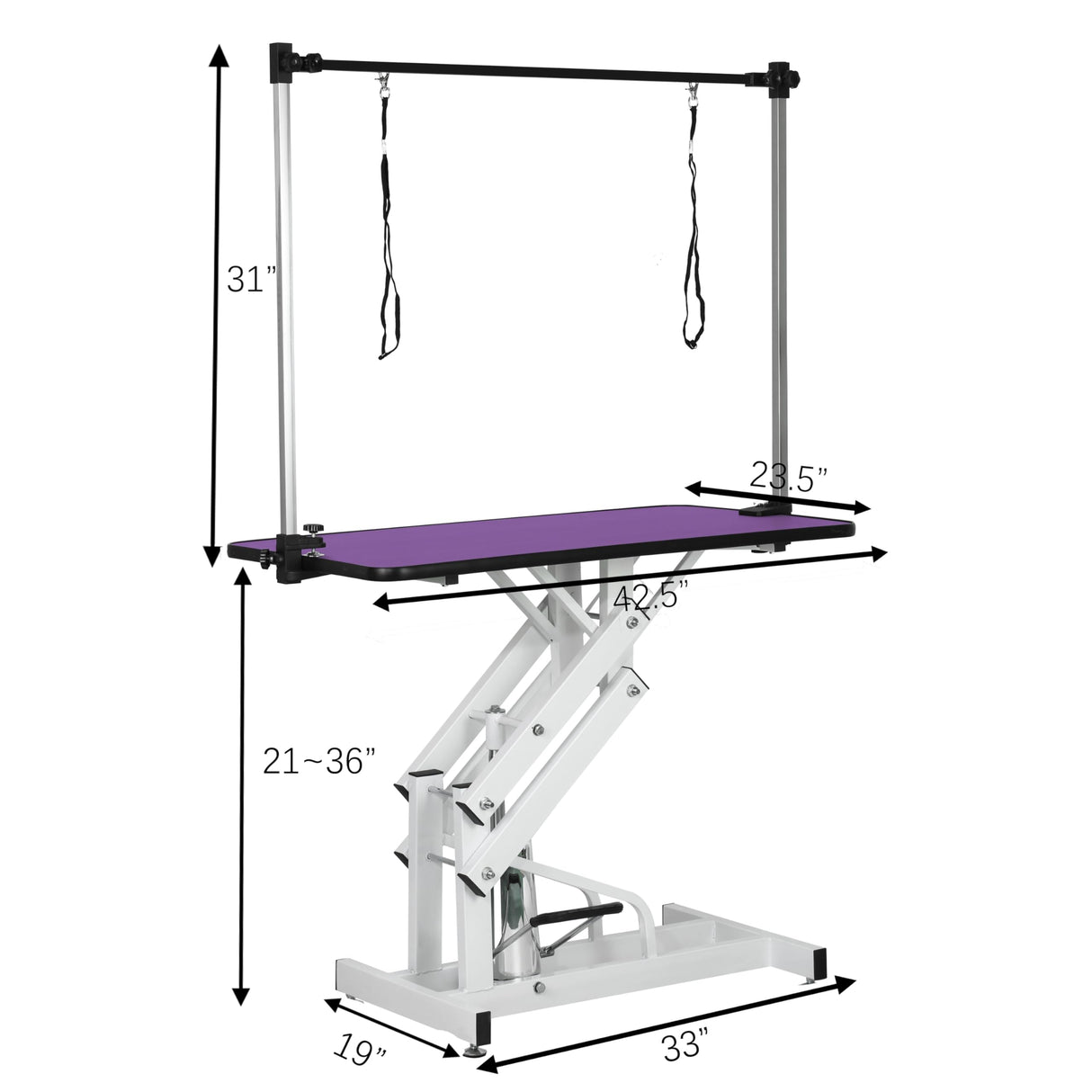 ACIDBOLT Hydraulic Pet Grooming Table, 42'' Durable Foldable Dog Grooming Table Suitable for Small Medium Large Dogs, Heavy-Duty Pet Grooming Table Drying Table with Adjustable Arms ACIDBOLT