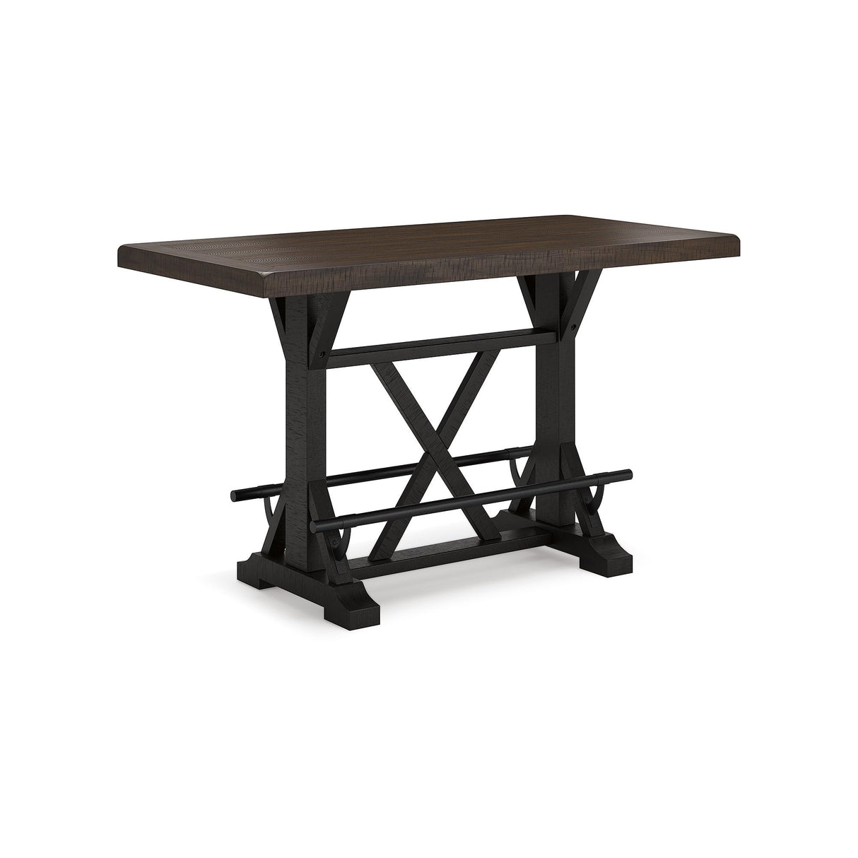 Signature Design by Ashley Valebeck Farmhouse Counter Height Dining Table with Footrest and Trestle Base, Brown & Black Signature Design by Ashley