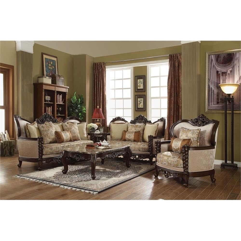 Acme Devayne Traditional European Sofa with Queen Anne Legs in Dark Walnut Acme