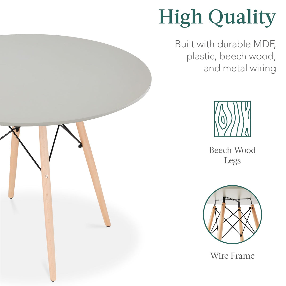 Best Choice Products 5-Piece Dining Set, Compact Mid-Century Modern Table & Chair Set for Home, Apartment w/ 4 Chairs, Plastic Seats, Wooden Legs, Metal Frame - Gray/Oak Best Choice Products