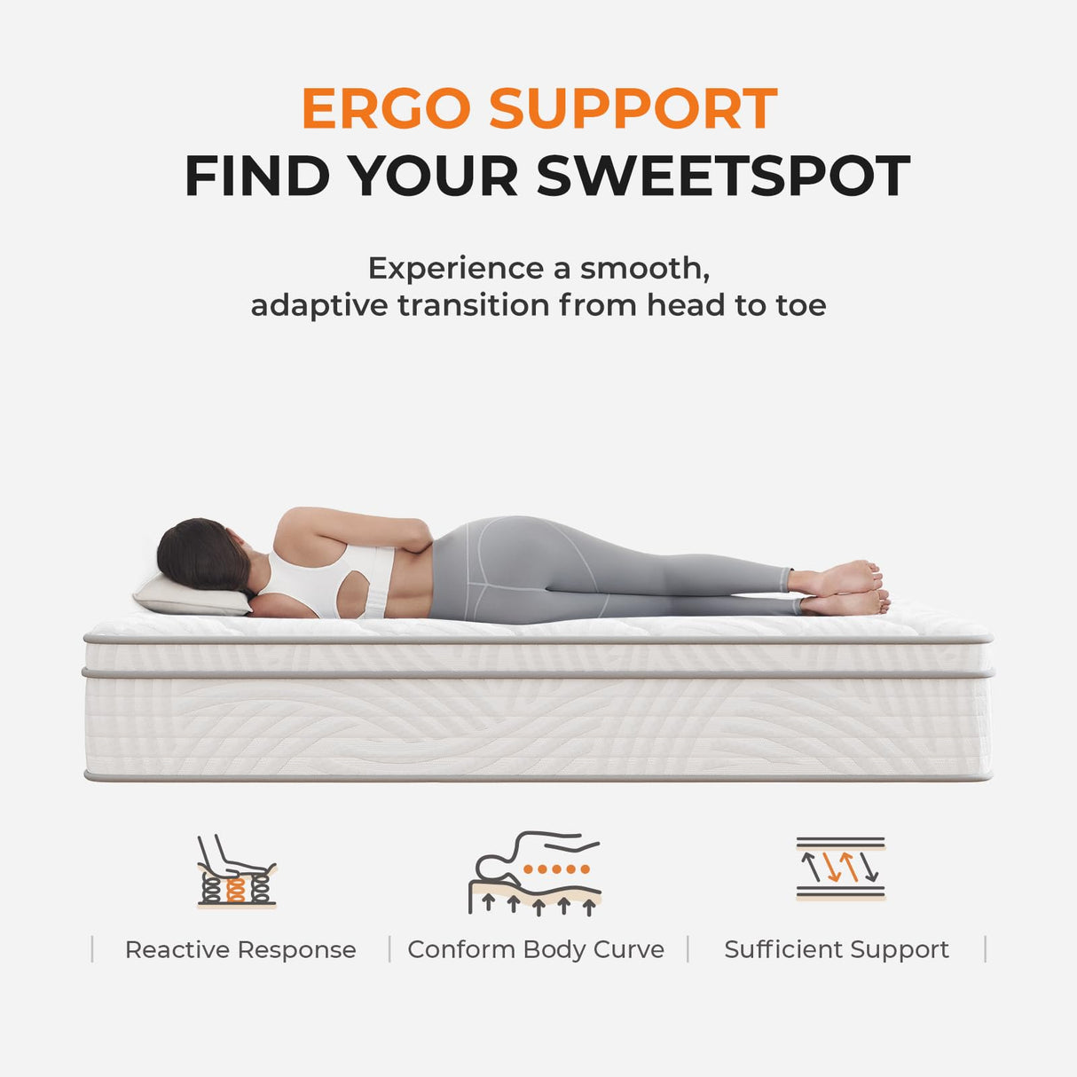 Sweetnight Queen Mattress for Plush Body Support, 10 Inch Hybrid Mattress in a Box with Comfort Foam & Pockect Springs, Queen Size Mattresses by CertiPUR-US Certified Sweetnight
