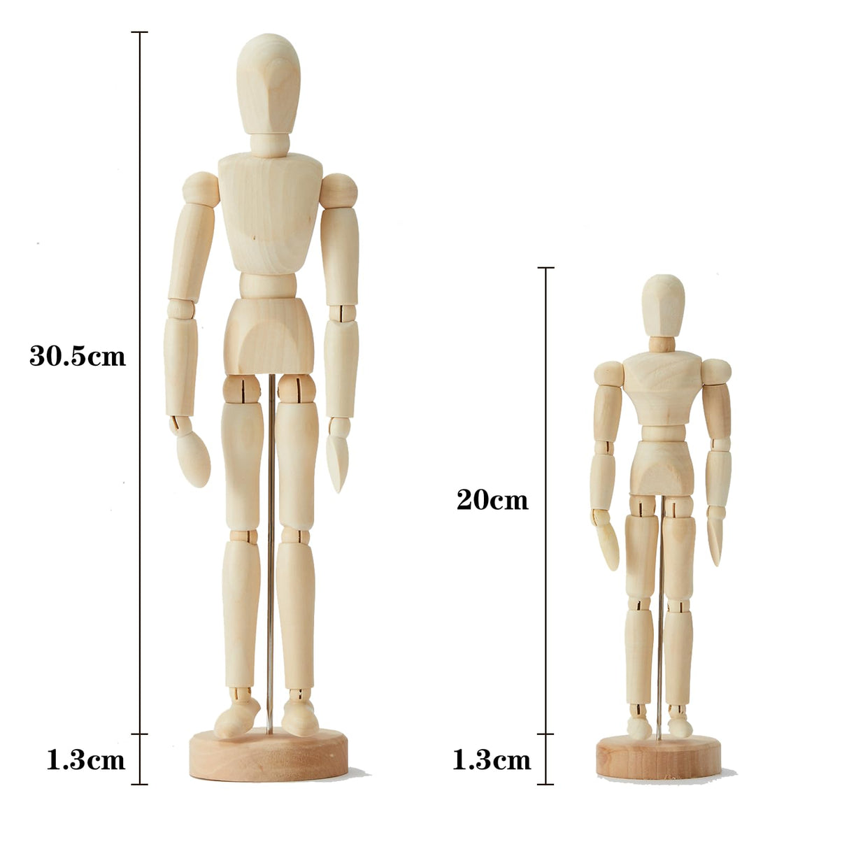 2 Pack, 8 Inch & 12 inch Artist Wooden Manikin Flexible Body Joints, Human Figure Puppet Model Wood Male Mannequin Doll Ornament Stand for Home Office Desk Decoration Sketching Drawing Painting Zxmissu