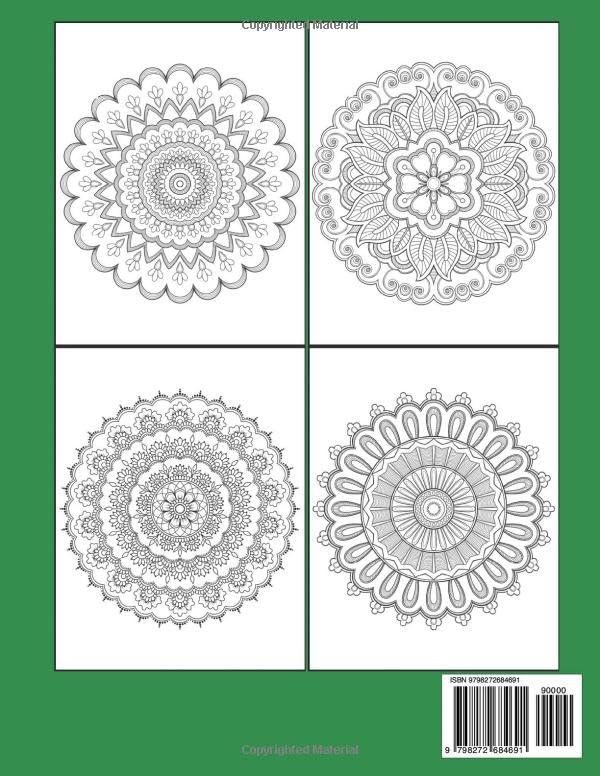 100 Pages Mandalas Adult Coloring Book: Large Print Relaxing Mandala Coloring Book for Adults – Fun and Simple Designs for Mindfulness and Stress Relief Majosta