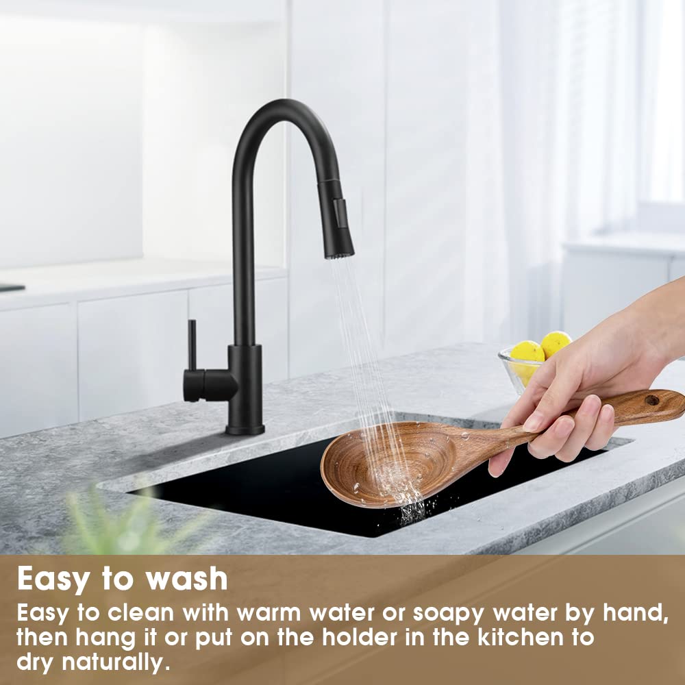 WOODME Kitchen Utensils Set 8 Piece Teak Wooden Cooking Utensil Set Non-Stick Pan Wood Spoons and Spatula Cookware for Home Everyday Use &Kitchen Tools WOODme