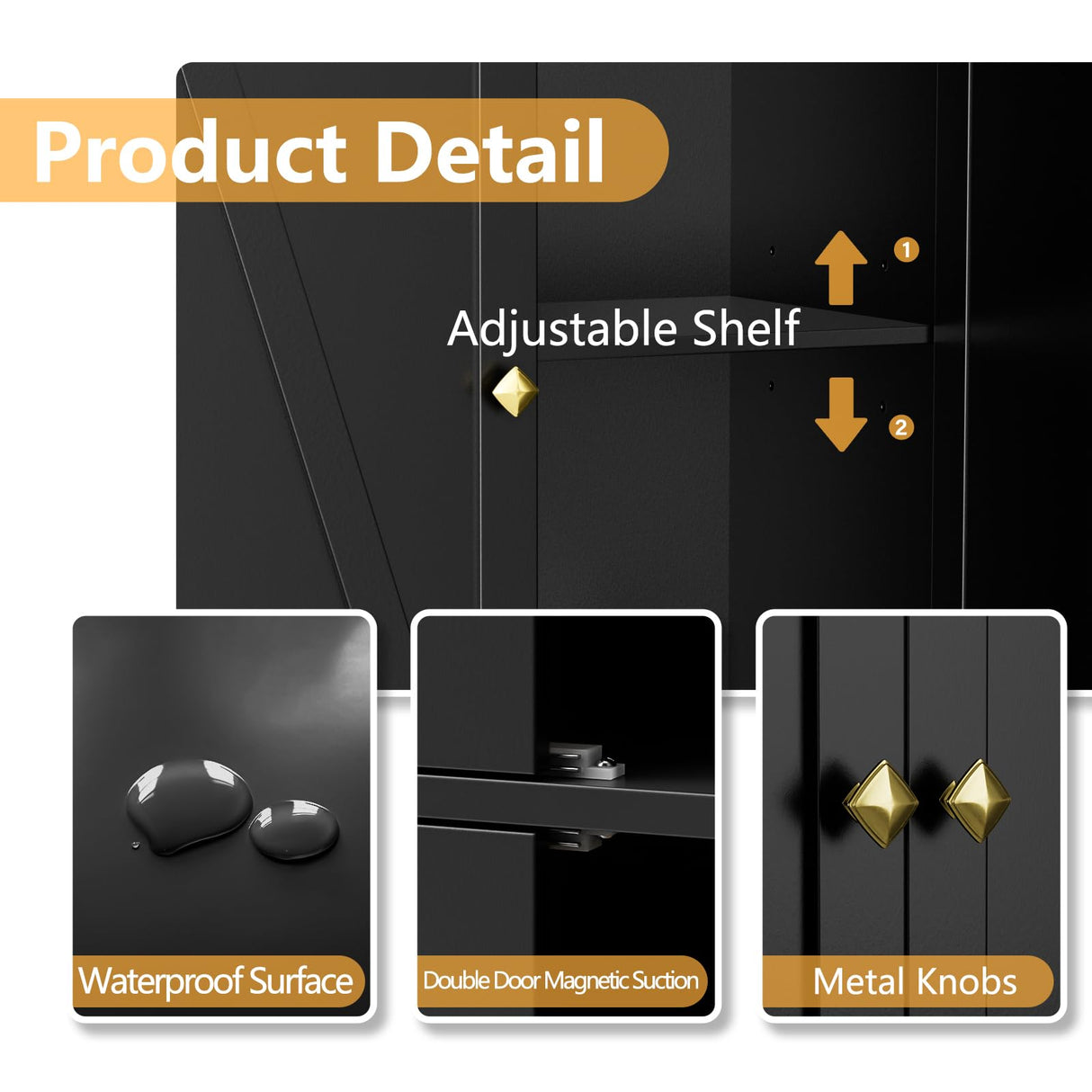 LYNSOM Farmhouse Pantry Cabinet, Kitchen Pantry Storage Cabinet with Barn Doors, 72" Tall Kitchen Pantry with Adjustable Shelves, Black Storage Cabinet for Kitchen, Dining Room, Black LYNSOM