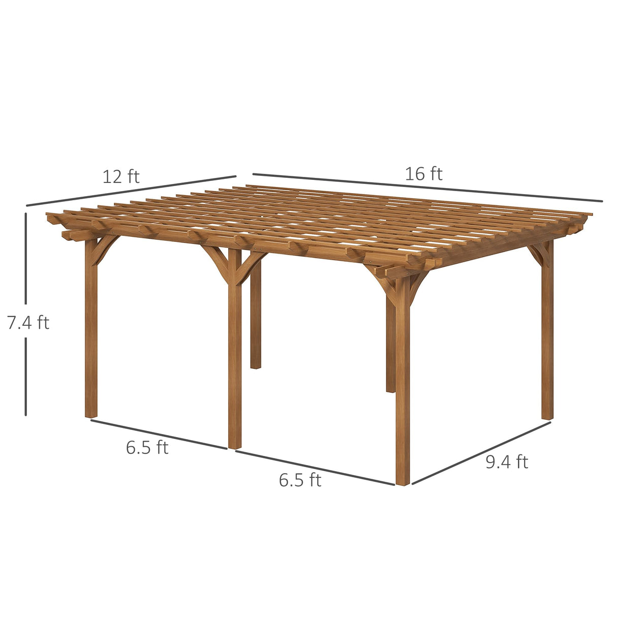 Outsunny 12' x 16' Outdoor Pergola, Wood Gazebo Grape Trellis with Stable Structure for Climbing Plant Support, Garden, Patio, Backyard, Deck Outsunny