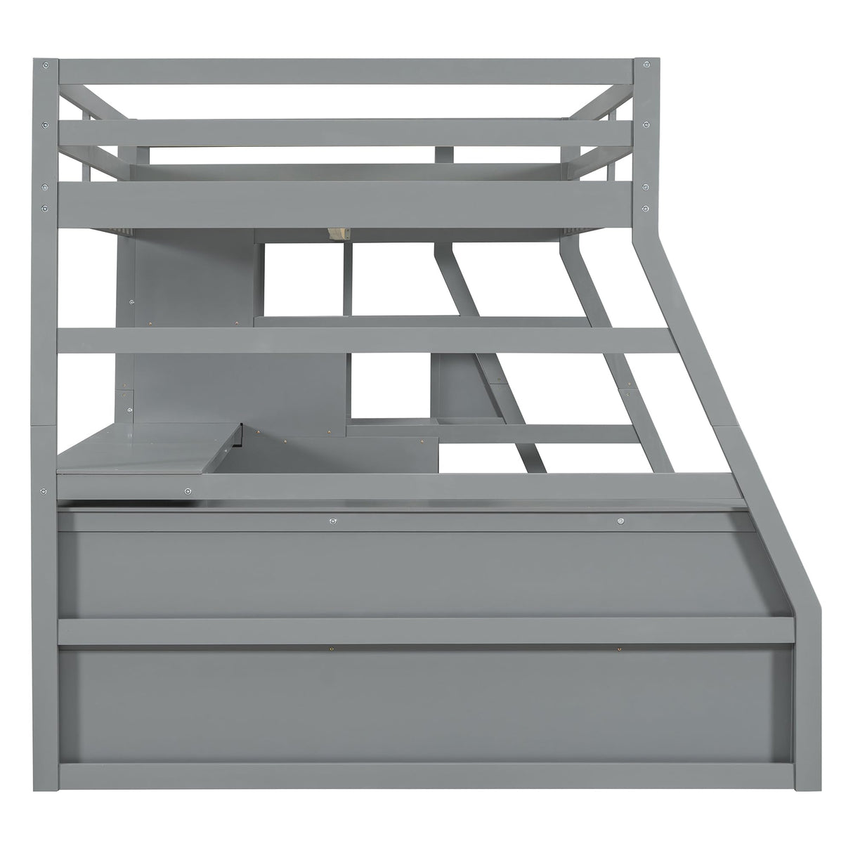Harper & Bright Designs Full Size Loft Bed with Stairs and Desk, Solid Wood Loft Bed Frame with Storage Drawers and Shelves, for Kids Teens Adults - Gray Harper & Bright Designs