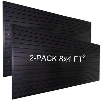 Slat Wall Paneling Garage Wall Organizer, PVC Black Slatwall Panels 2 Pack 4x8 ft Garage Tool Organizer Wall Mount Garden Storage, Slat Board Ladder Bike Rack Garage Storage & Organization Products