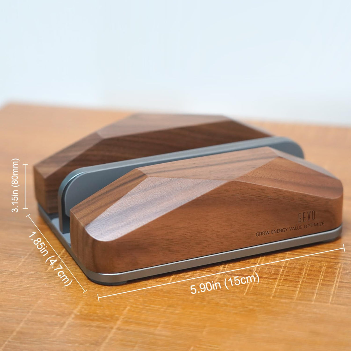 GEVO Dual Laptop Holder Vertical Laptop Stand, Natural Wood, Adjustable Dock, Wooden Laptop Stand,Vertical Laptop Holder for Desk, Widen Dock Fits All MacBook/Surface pro 2 Devices (Black Walnut) GEVO