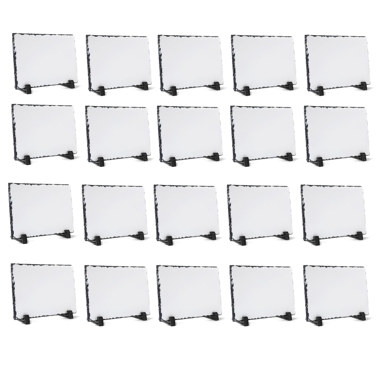 YOUKE OLA 20 Pieces Sublimation Slate Blank Rock Stone Photo Rectangular Frame Heat Transfer Plaque Picture Frame with Display Holder for Birthday, Wedding 4 x 6 Inch YOUKE OLA
