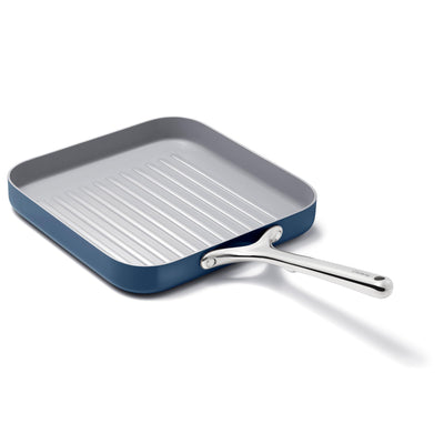 Caraway Square Grill Pan - 11” Grill Pan - Non-Stick Ceramic Coated - Non Toxic, PTFE & PFOA Free - Oven Safe & Compatible with All Stovetops - Navy