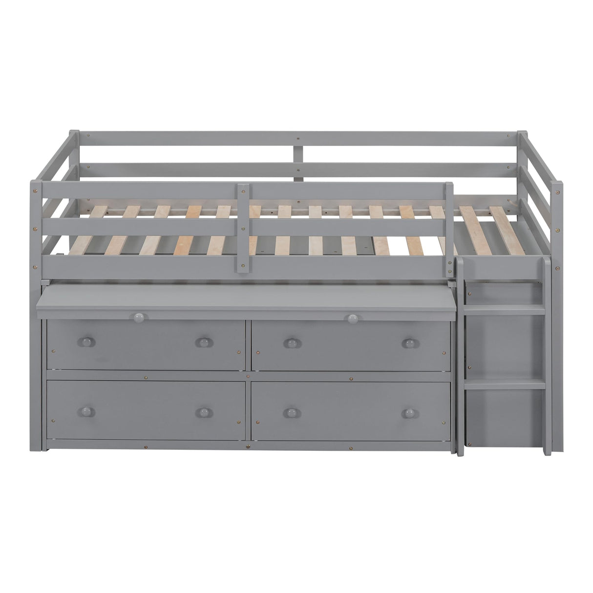 Kids Twin Low Loft Bed with Portable Desk and Storage Drawers in Gray by Harper & Bright Designs Harper & Bright Designs