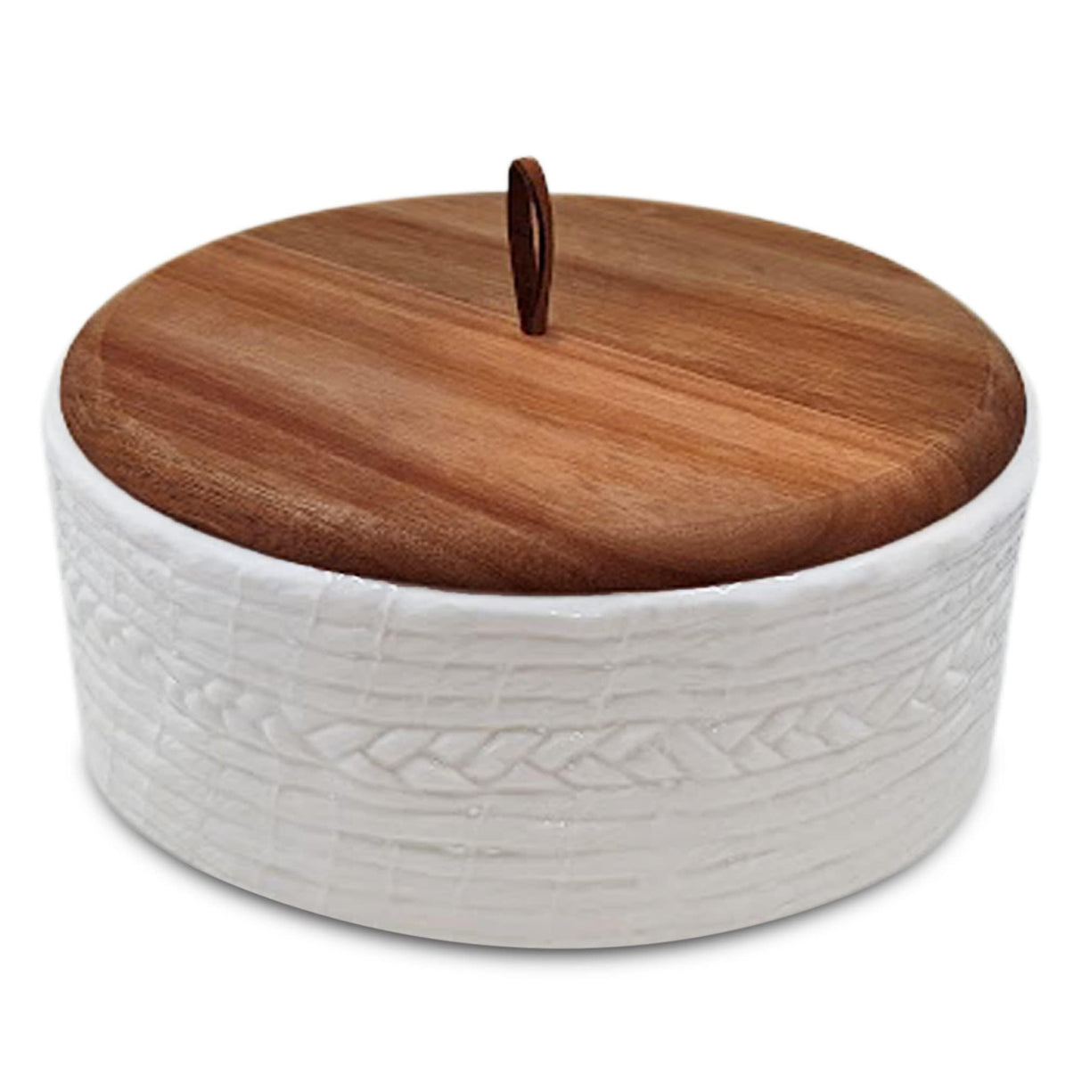 Everbrook Authentic Wood and Ceramic Tortilla Warmer - Tortilla Holder with Lid - Bread Warmer - Pancake Holder- Roti Box - 8.5 Inches Everbrook