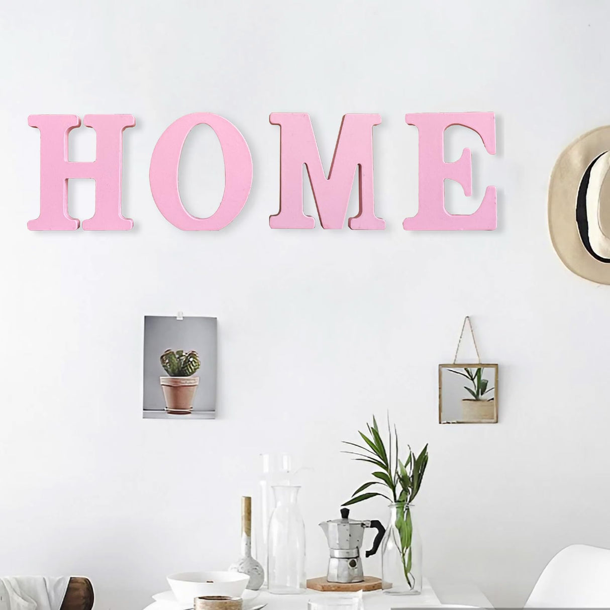 AOCEAN 8 Inch Pink Wood Letters Unfinished Wood Letters for Wall Decor Decorative Standing Letters Slices Sign Board Decoration for Craft Home Party Projects (J) AOCEAN