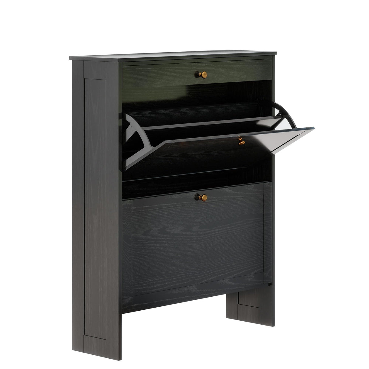 FTZxHKLX Black Narrow Shoe Storage Cabinet with 2 Flip Drawers,Freestanding Hidden Shoe Organizer for Entryway,Shoe Rack Closed Cabinet for Behind Door Entrance, Living Room, Apartment FTZxHKLX