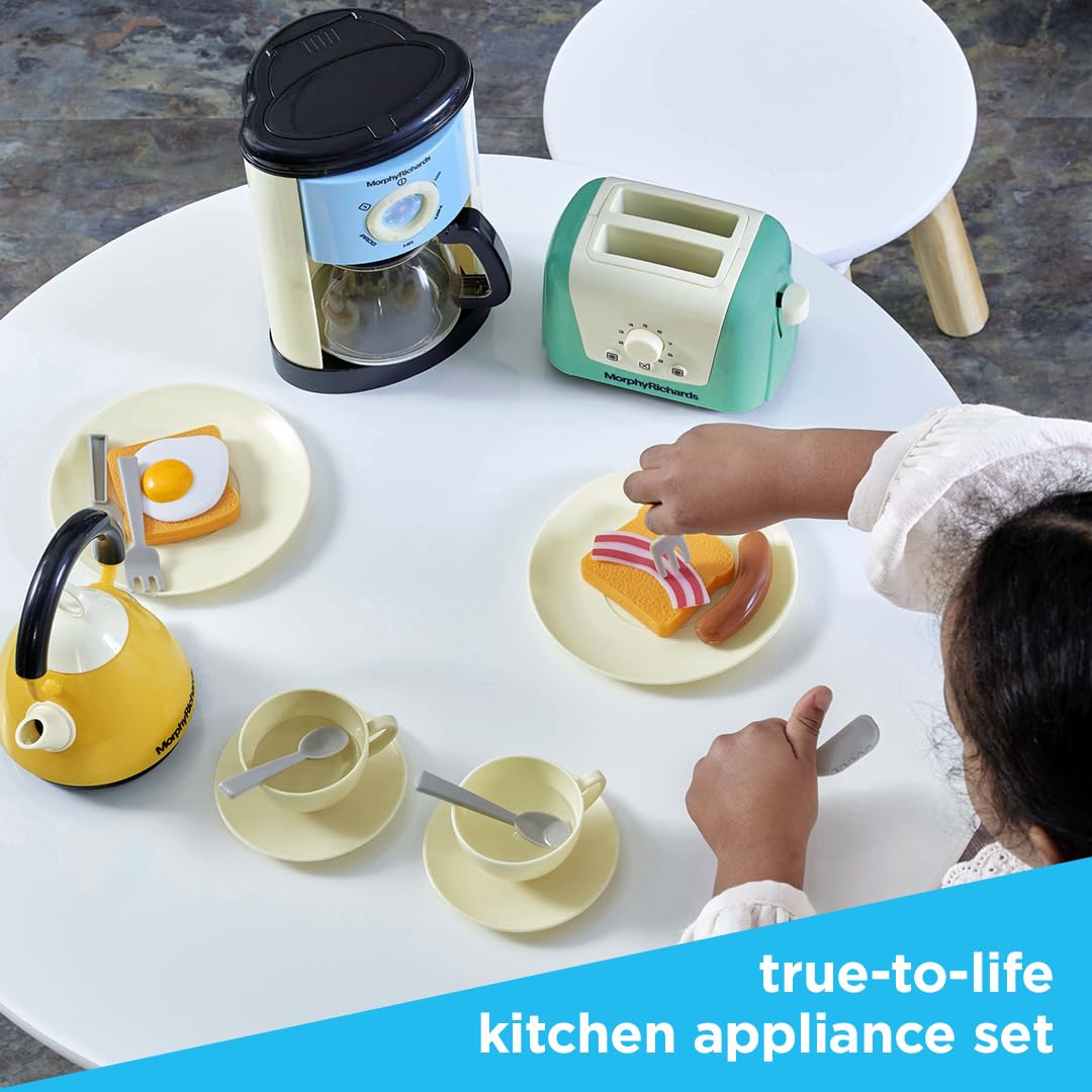 Casdon Morphy Richards Toys - Complete Kitchen Set - Toy Appliance Playset for Kids with Toaster, Coffee Maker, Kettle, Play Food & More - for Children Aged 3+ Casdon