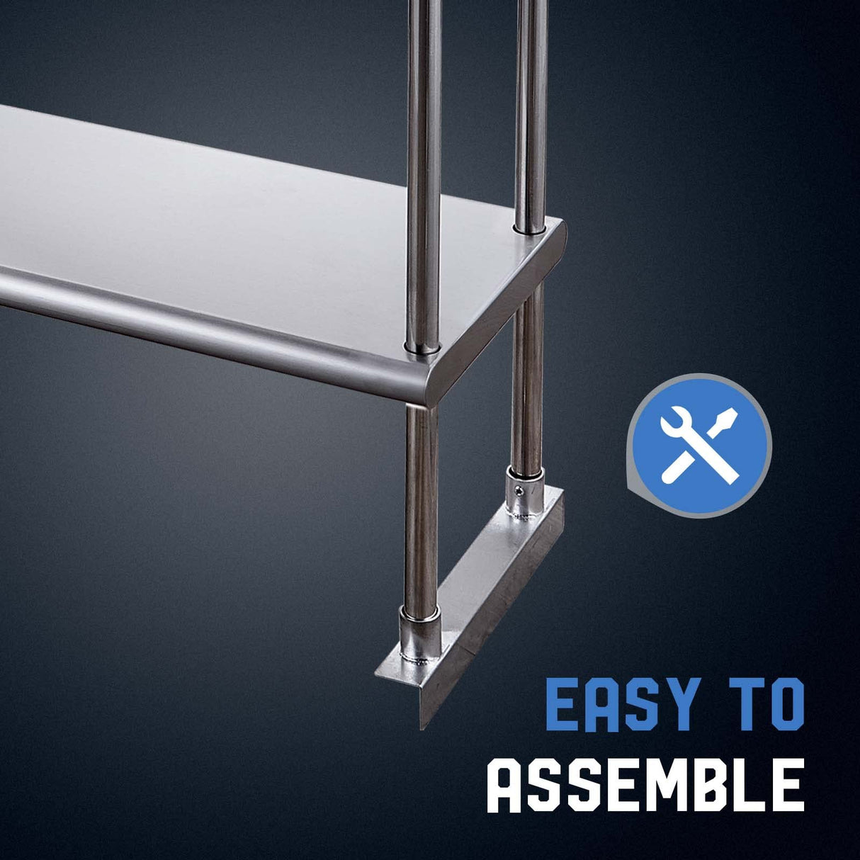 Profeeshaw Stainless Steel Overshelf for Prep & Work Table 12” x 72” NSF Commercial Adjustable Double Shelf 2 Tier for Restaurant, Bar, Utility Room, Profeeshaw
