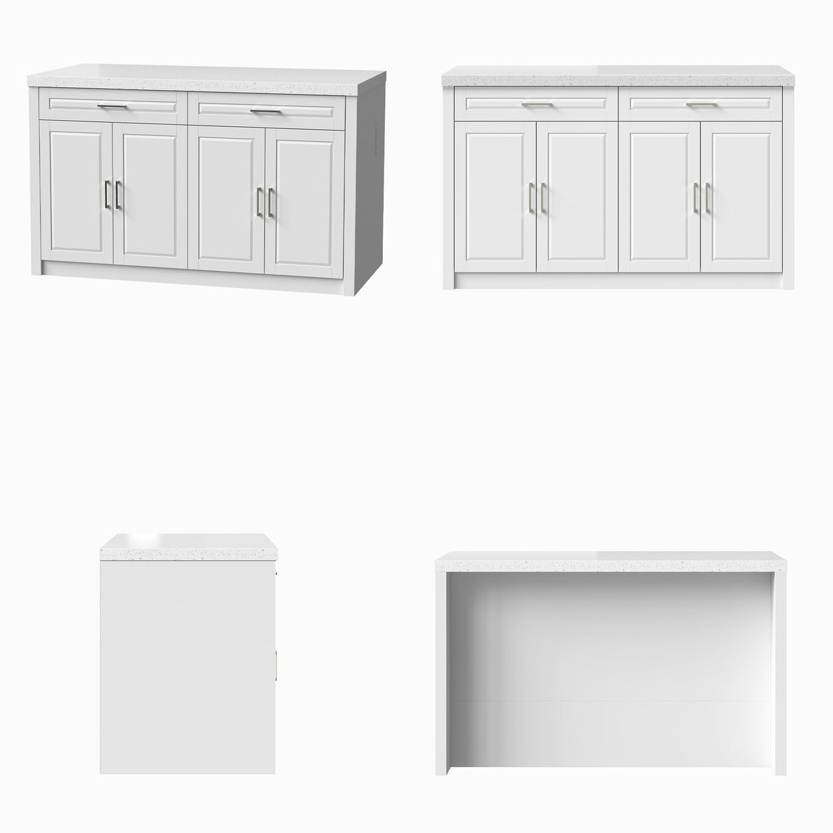 Homsee 61" W Large Kitchen Island with Charging Station, 2 Drawers and Adjustable Shelves, Modern Stationary Kitchen Prep Table Coffee Bar Cabinet for Dining Room, White Homsee