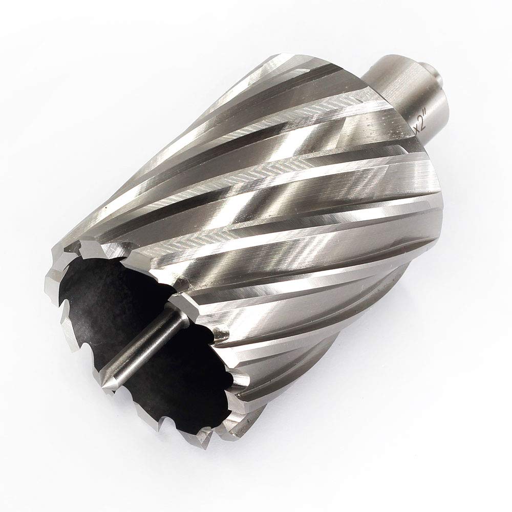 Annular Cutter JESTUOUS 3/4 Inch Weldon Shank 2 Cutting Diameter 2 Cutting Depth with Pilot Pin Slugger Bits Two Flat HSS Kit for Magnetic Drill Press,1 Piece JESTUOUS