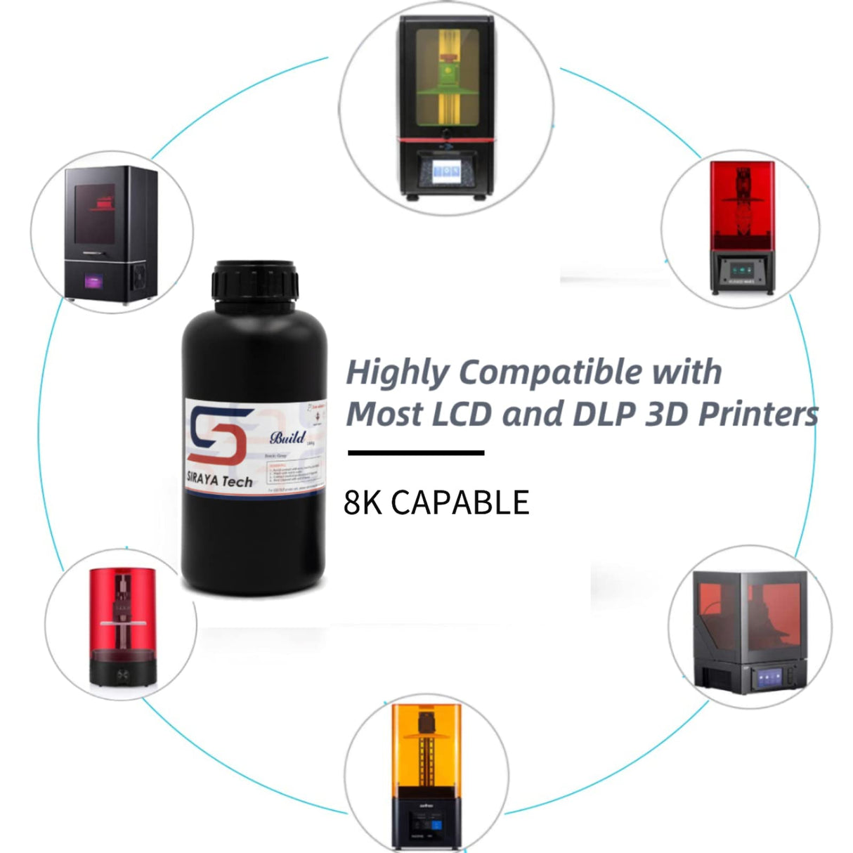 Siraya Tech Build 3D Printer Resin - High Precision Engineering Resin, Non-Brittle, Tappable, Low Warp & Shrink, for Detailed Models & Functional Parts and 8K LCD 3D Printers (Sonic Grey, 1kg) Siraya Tech