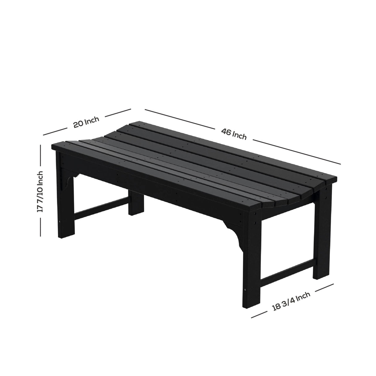 WO Home Furniture 48" Modern Backless Bench, HDPE Plastic, Turquoise WO WESTIN OUTDOOR