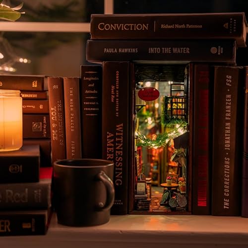 MiniAlley Book Nook DIY Kit - Dreamy - Miniature House Dollhouse Kit for Adult and Teens, Desgined in USA, Booknook Bookshelf Decor Alley Model Build with LED Light, Gifts for Family and Friends