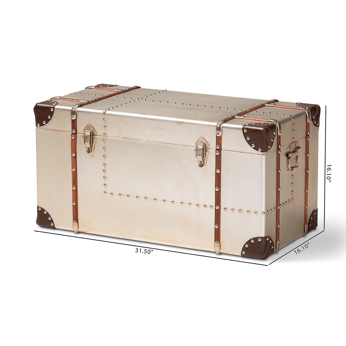 Baxton Studio Bechet Storage Trunk, Silver Baxton Studio