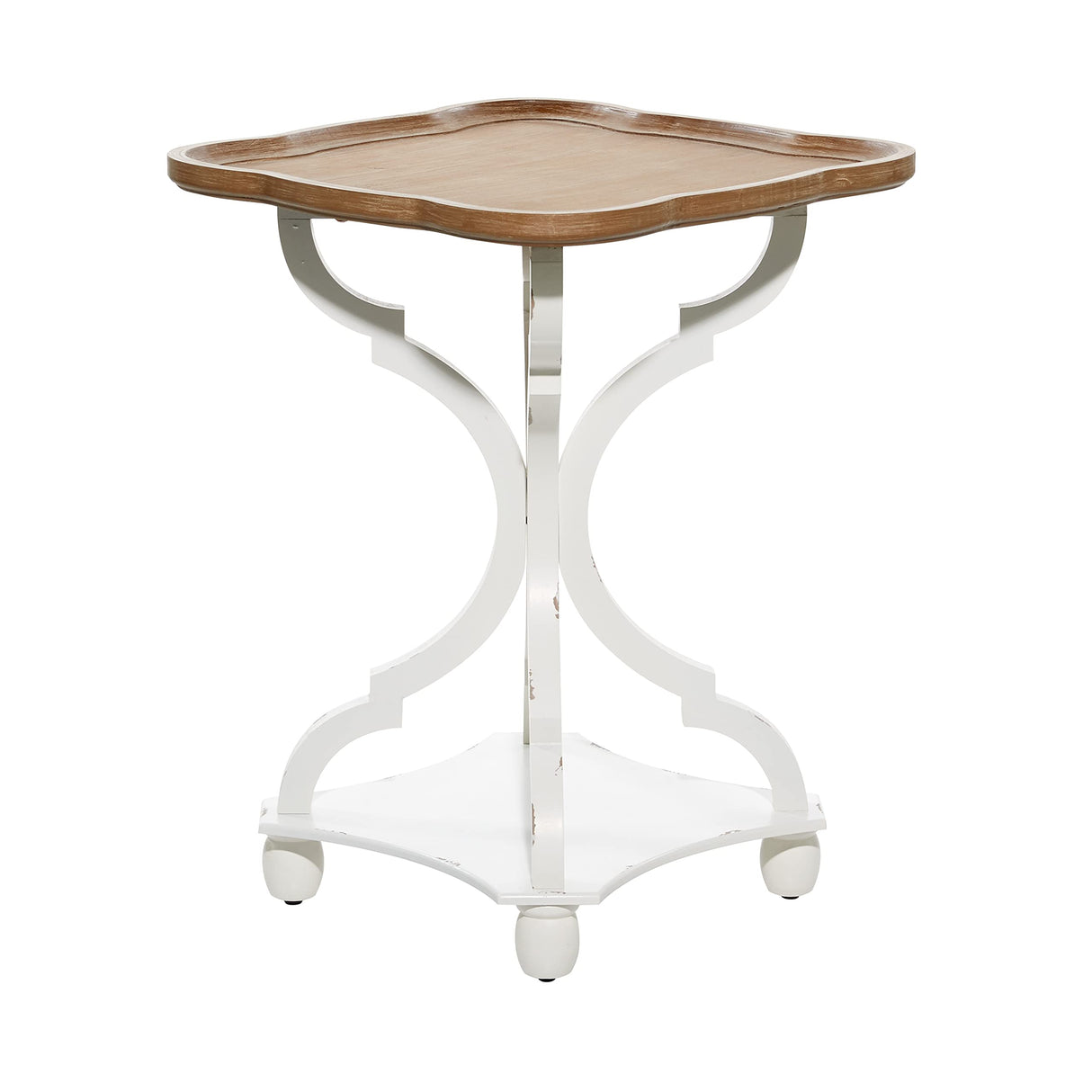 Deco 79 Wooden Side End Accent Table End Table with Brown Wood Top, Side Table 20" x 20" x 25", White Deco 79