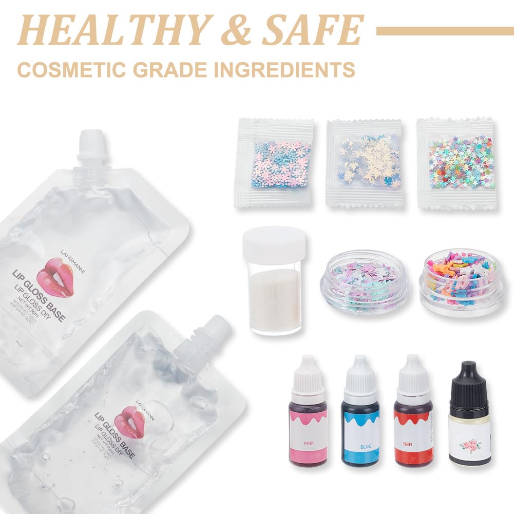 WEBEEDY DIY Lip Gloss Making Kit for Beginners,48 Pcs Fun Lip Gloss Kit to Make Your Own Lipgloss,Beginner Moisturizing Lipgloss Handmade Set for Women DIY Makeup Supplies Set Gift WEBEEDY