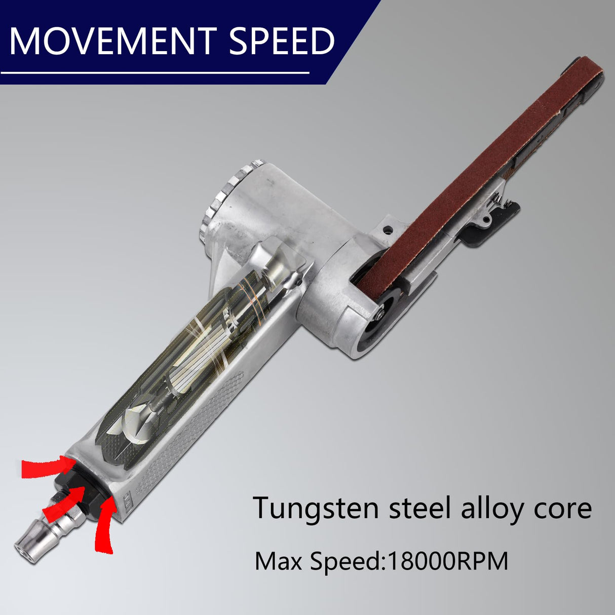 HYFN Pneumatic Belt Sander Air Powered 1.5HP 6CFM Air Tools 3/8" Handheld Belt Sander Mini Belt Sander HYFN