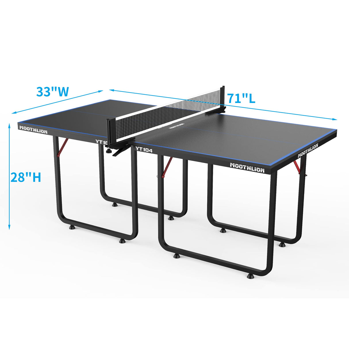 MOOTHLION Mid Size Indoor Table Tennis Table with Quick Clamp Ping Pong Net and Post, Foldable Indoor Pingpong Table Black and Blue MOOTHLION