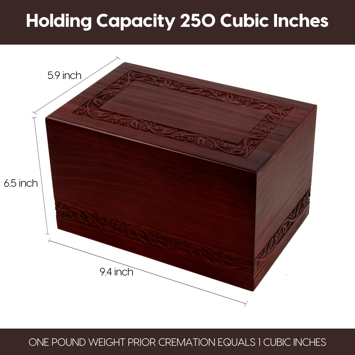 Wooden Urns for Human Ashes Adult Male Female, Up to 250 Cubic inches,Wood Cremation Urns, Funeral Memorial Urns for Ashes Mom Dad (Red) Pepdiy
