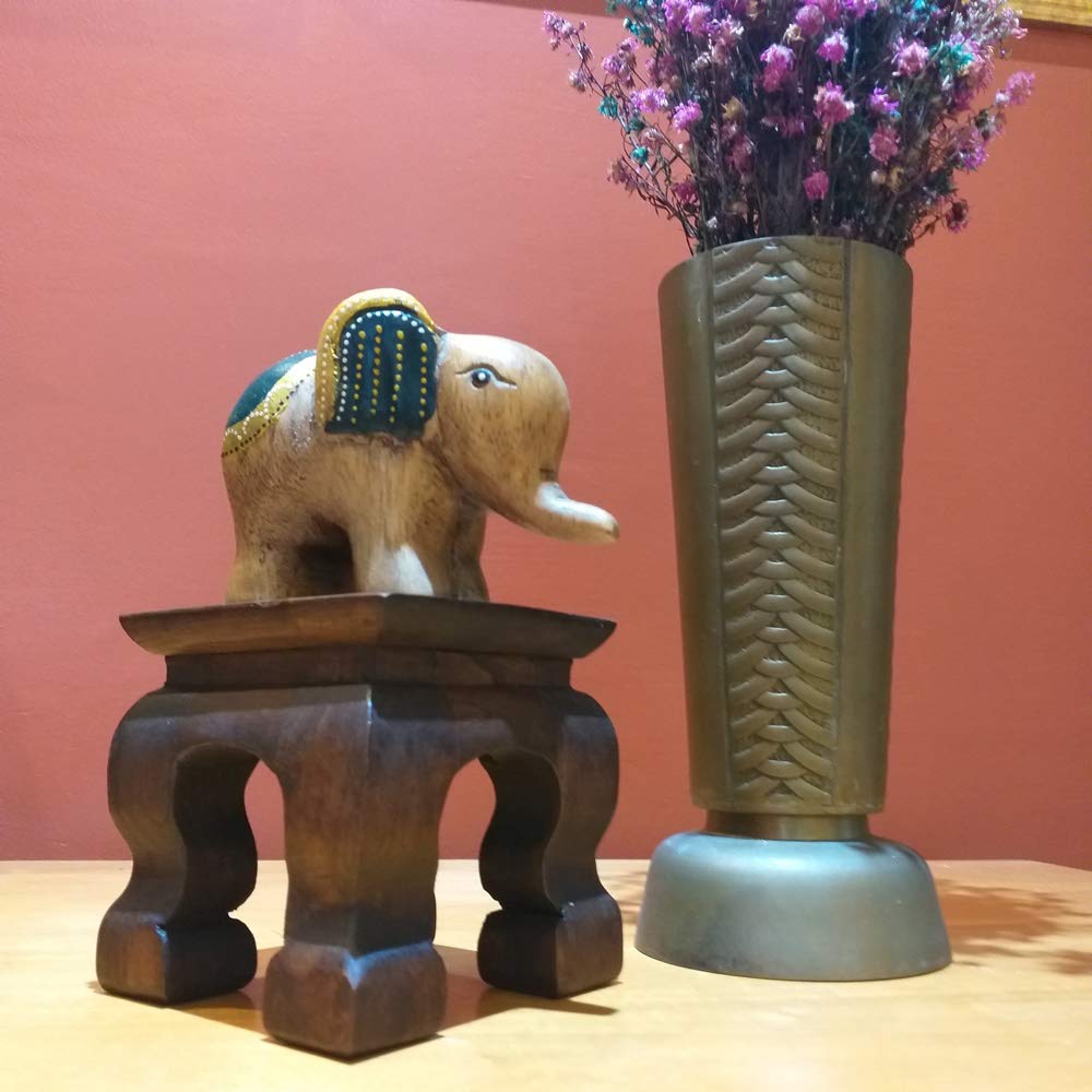 CoziNest Mini Table Buddha Statue Stand Worship Pedestal Furniture Display Stand Wooden Square Shape Solid Thai Teak Wood Base Holder for Small CoziNest