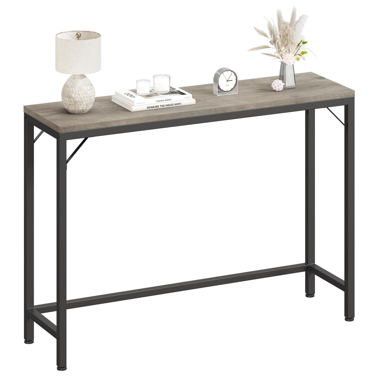 IDEALHOUSE Grey Console Table, Narrow Sofa Table, 39.4" Behind Couch Table for Living Room,Industrial Hallway Table for Entryway -Grey IDEALHOUSE