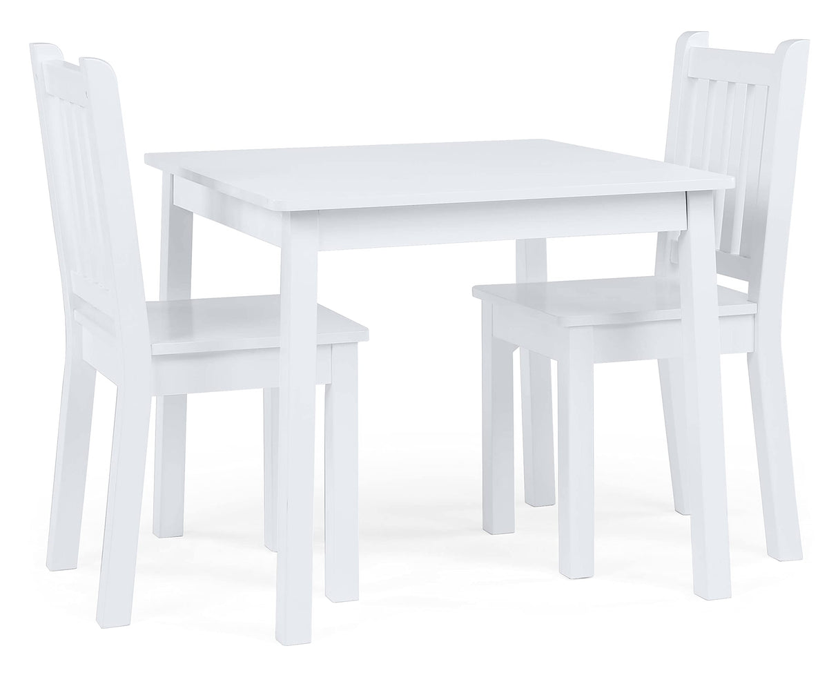 Humble Crew, White Kids Wood Square Table and 2 Chairs Set Humble Crew