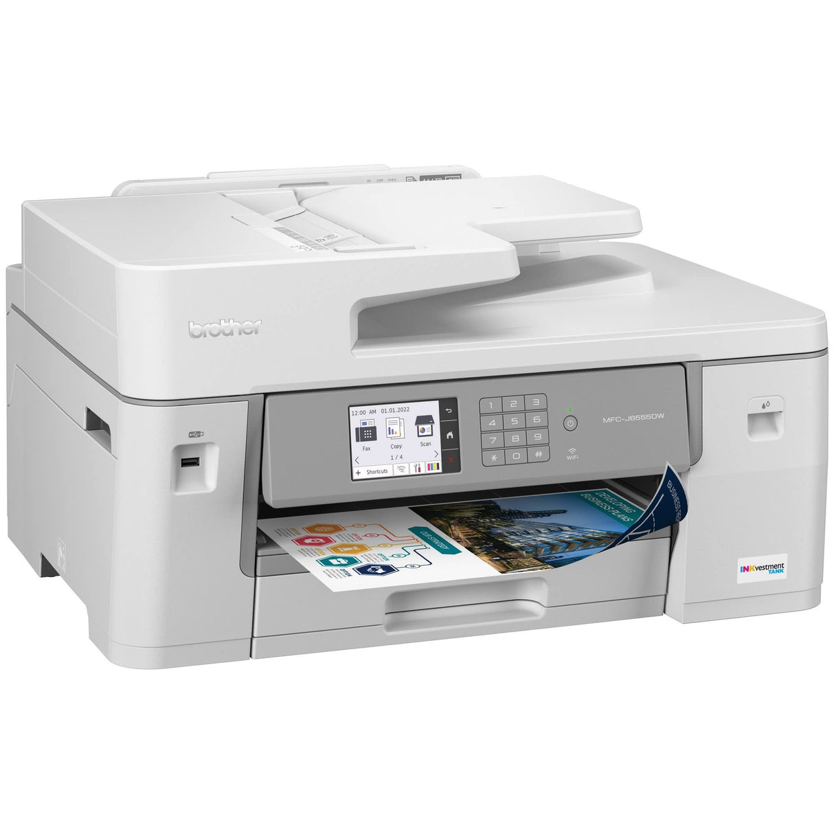 Brother MFC-J6555DW INKvestment Tank Color Inkjet All-in-One Printer with up to 1 Year of Ink in-box1 and 11” x 17” Print, Copy, scan, and fax Capabilities,White Brother