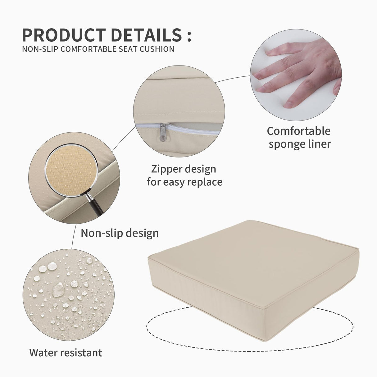 Valita Outdoor Furniture Replacement Cushions, Fits 4-seat Sectional Rattan Conversation Set, 10-Piece Patio Water-Resistant Replacement Sofa Cushions, Liner&Cover (Khaki) Valita