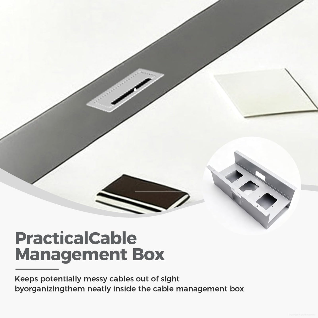 Nuipesn Rectangular Conference Room Table, Seminar Table Meeting Room Table Boardroom Desk Business Seminar Table Printer Desk no Chair for Office (White+Grey,9.84FT,118.11" L*51.18" W*29.53" H) Nuipesn