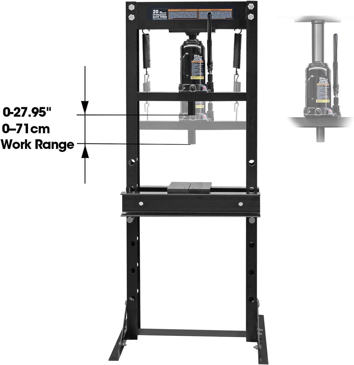 Torin ATY20011B Steel H-Frame Hydraulic Garage/Shop Floor Press with Stamping Plates, 20 Ton (40,000 lb) Capacity, Black Torin